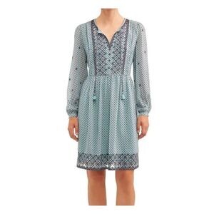 Time & Tru Women's Blue & Purple Poly Print Dress & Slip